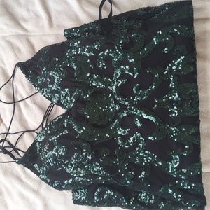 Windsor Black and Green Sequin Dress Size Medium